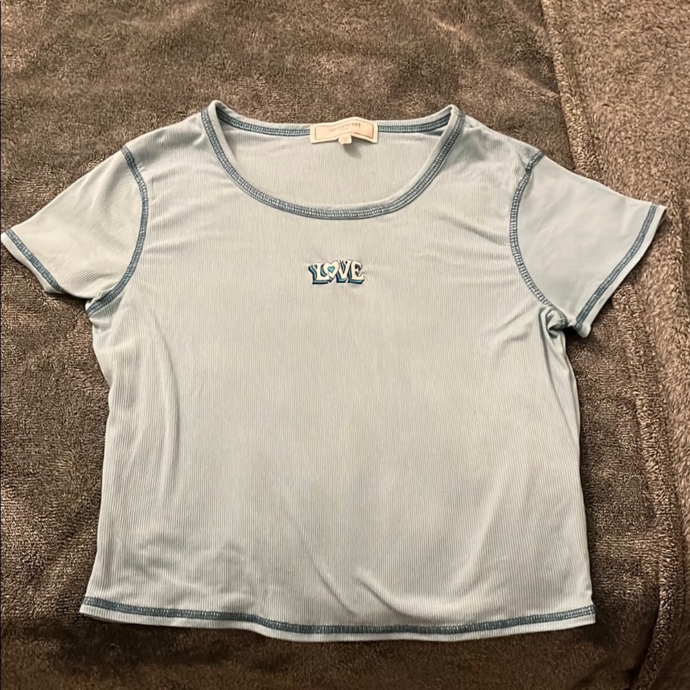 Blue Love Embroidered Women's Top